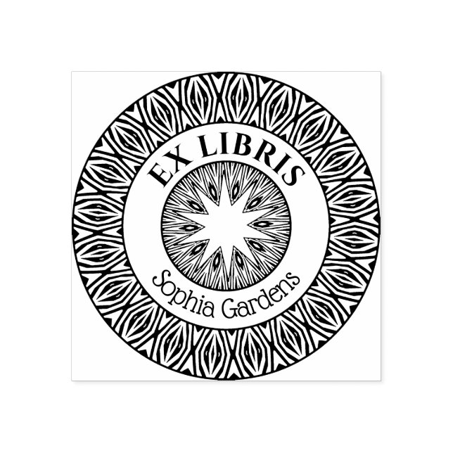 Ex Libris Mystical Star Burst v5 Stämpel (Tryck)