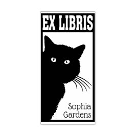 Ex Libris Peeping Black Cat Stämpel