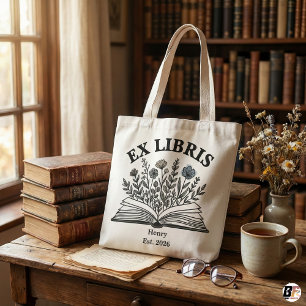 Ex Libris Personlig Bokälskare Vildblomma Estetik Tygkasse