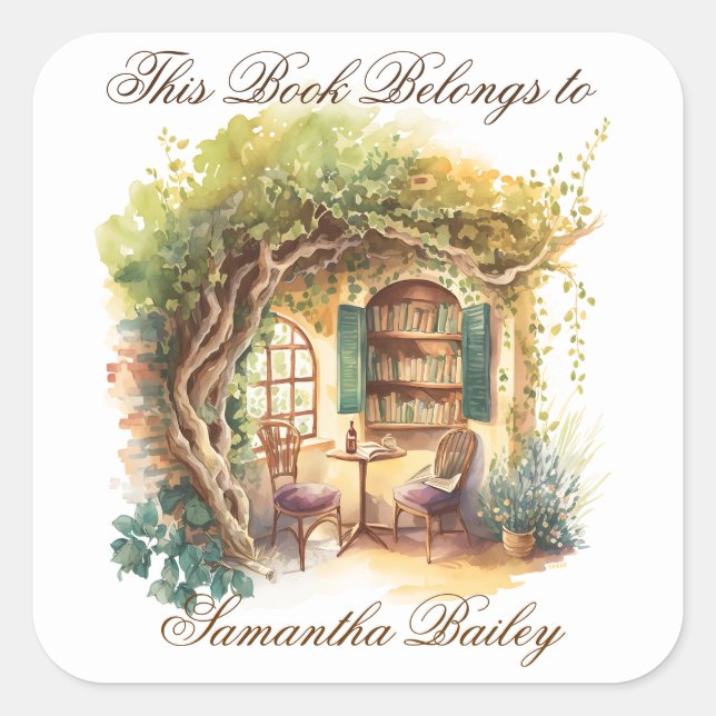 Ex Libris Personlig Bookplate Fyrkantigt Klistermärke (Framsida)