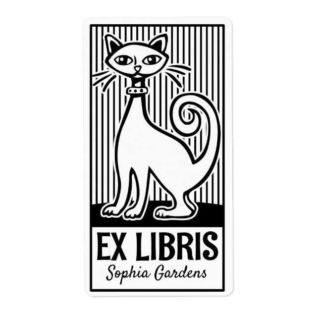 Ex Libris - Retro Cat v2 Fraktsedel (Framsidan)