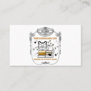 Ex Libris Scholar Cat Dark Academia Visitkort