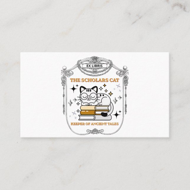 Ex Libris Scholar Cat Dark Academia Visitkort (Framsida)