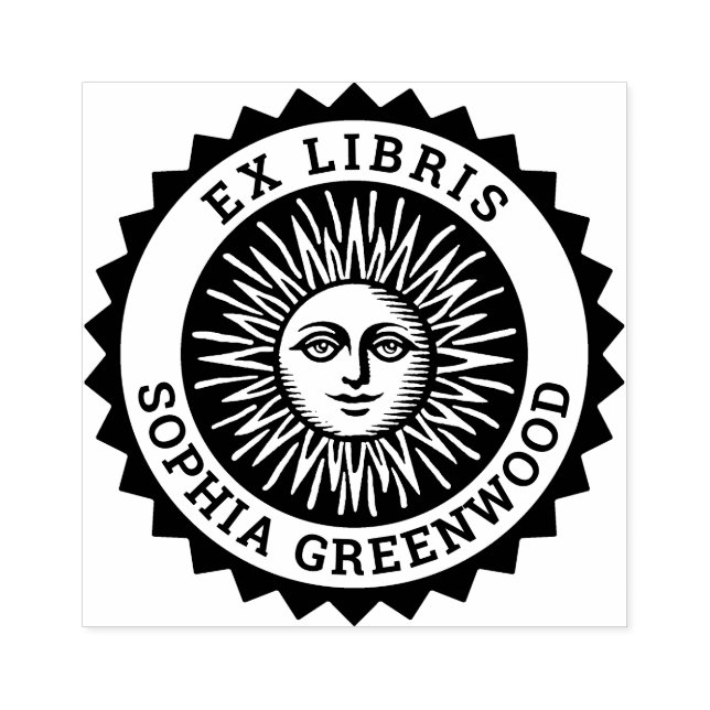 Ex Libris - Sol Ansikte Stämpel (Tryck)