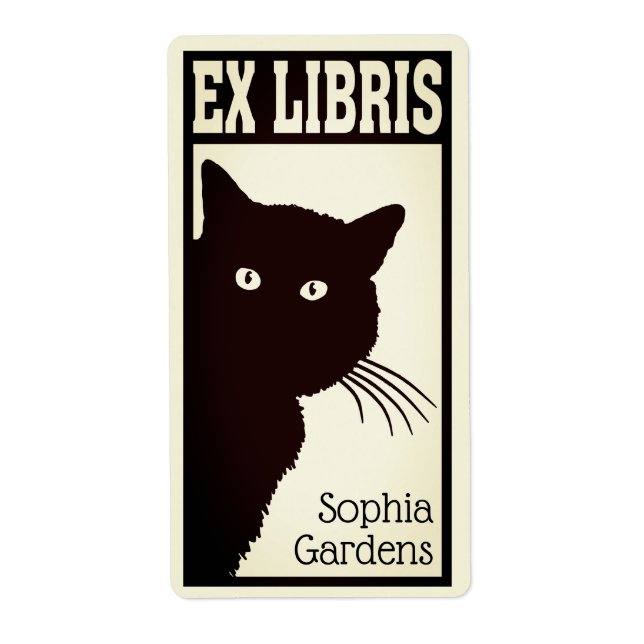 Ex Libris - Svart katt (filtrerad) Fraktsedel (Framsidan)