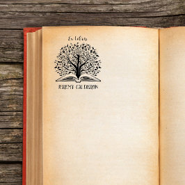 Ex Libris Träd i Bok-Tillhören till anpassat namn Stämpel