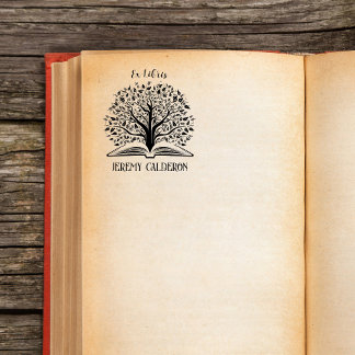 Ex Libris Träd i Bok-Tillhören till anpassat namn Stämpel