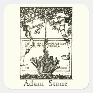 Ex Libris Träd med Ribbon Sticker Fyrkantigt Klistermärke