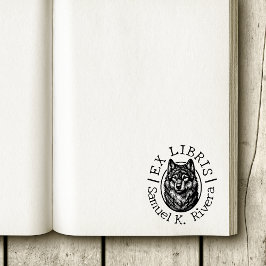 Ex Libris Varg Ansikte Anpassat namn Bok Stämpel