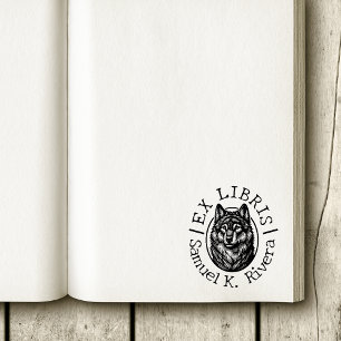 Ex Libris Varg Ansikte Anpassat Namn Bok Stämpel