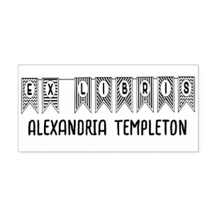Ex Libris vimplar Pennant Flag Bibliotek Boknamn Självfärgande Stämpel