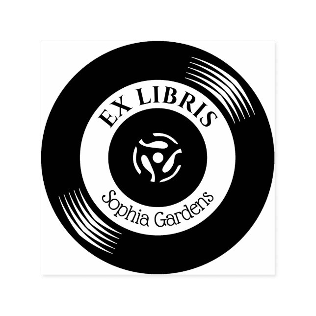 Ex Libris Vinyl Record Självfärgande Stämpel (Design)