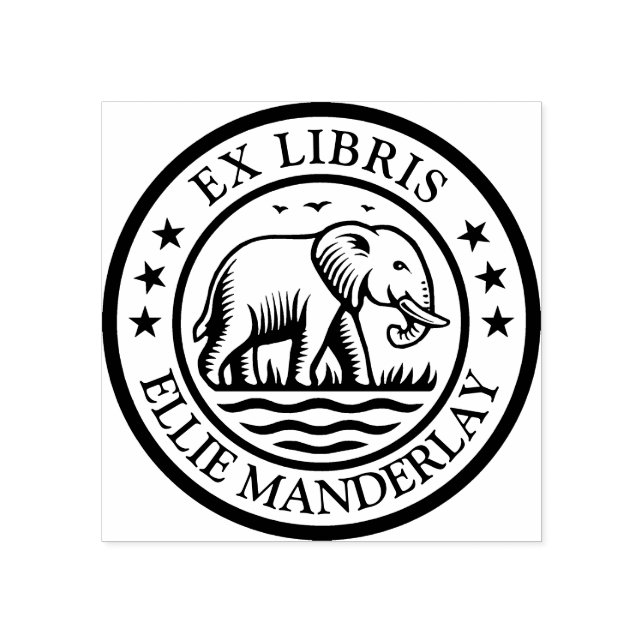 Ex Libris - Walking Elephant Stämpel (Tryck)