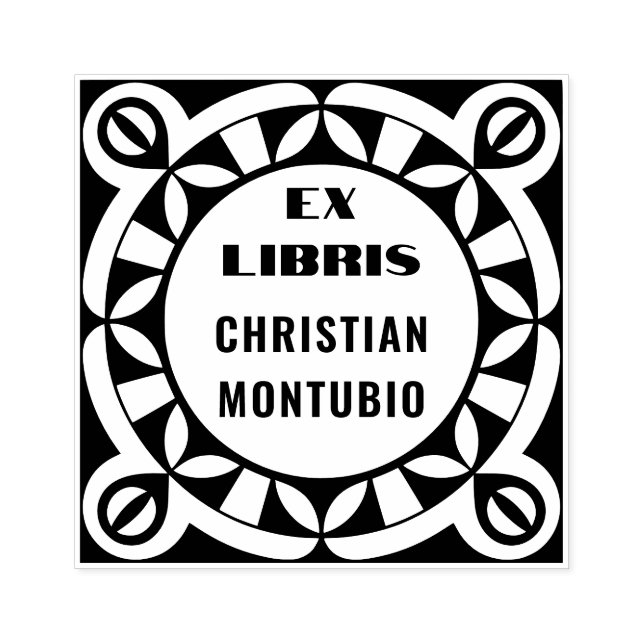 Ex Libris Wooden Art Frimärke - Geometric Motif Stämpel (Tryck)
