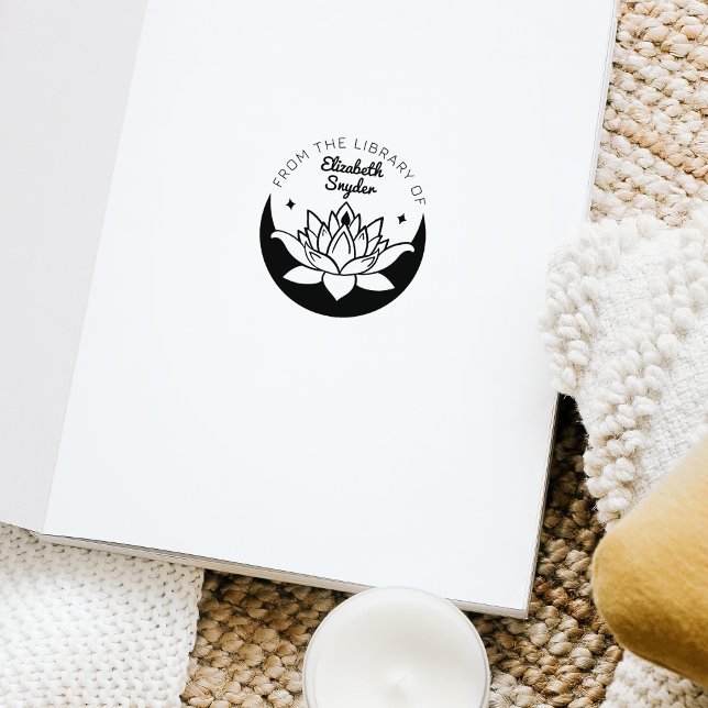 Ex Libris Zen Lotus Måne Bok Stämpel (Skapare uppladdad)