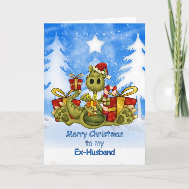 Ex-Make-julkort - Cute Santa Dragon Helgkort (Framsida)
