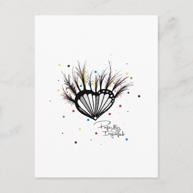 Exakt bristfällig illustration av hjärtat i KÄRLEK Vykort (Framsida)