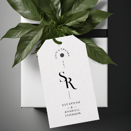 Exakt Chic - minimalistiskt svartvitt Initialer Presentetikett