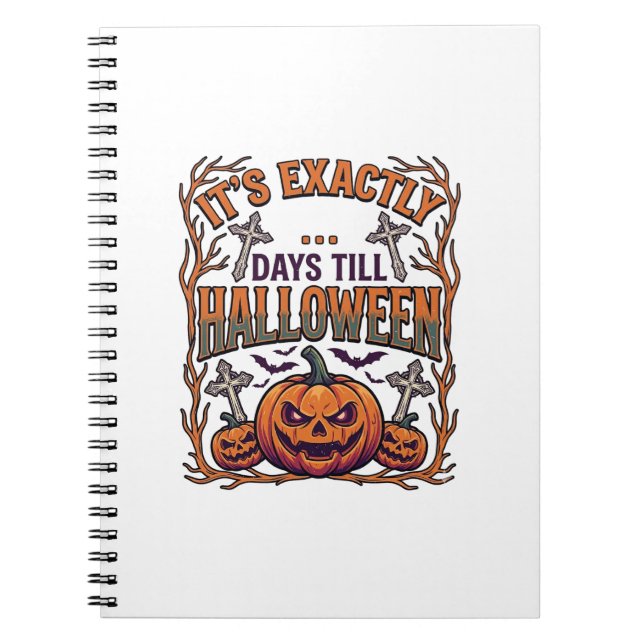 Exakt dagar till Halloween Jack Lantern Fladdermös Anteckningsbok (Framsidan)