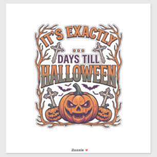 Exakt dagar till Halloween Jack Lantern Fladdermös Klistermärken