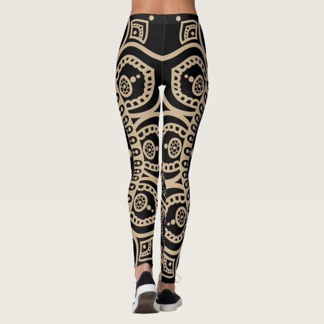 Exakt fullt grafik Mandala yoga black och guld Leggings (Baksida)