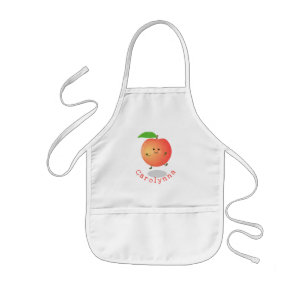 Exakt illustration av tecknaden Cute lycklig peach Barnförkläde