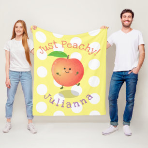 Exakt illustration av tecknaden Cute lycklig peach Fleecefilt