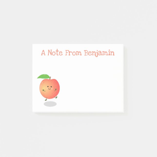 Exakt illustration av tecknaden Cute lycklig peach Post-it Block (Framsida)