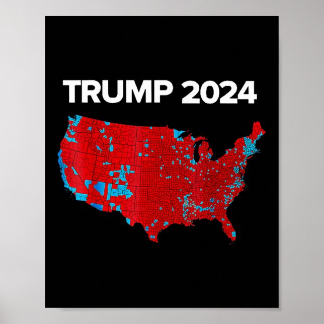 Exakt Karta av valresultatet 2024 Trump Mega Poster (Framsidan)