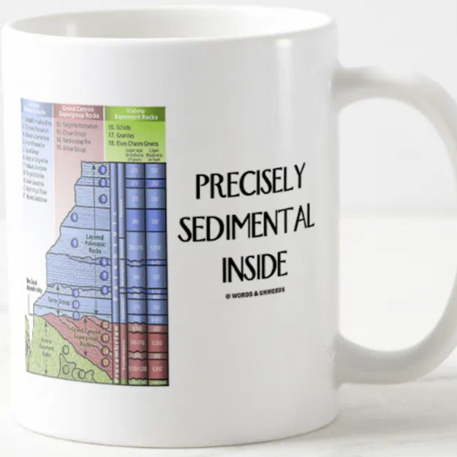 Exakt Sedimental Inside (Grand Canyon) Kaffemugg (Mug featuring Grand Canyon stratigraphy w/ wry word play saying "Precisely Sedimental Inside")