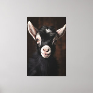 Exakta Baby Goat Porträtt i Fullt-Färg Canvastryck