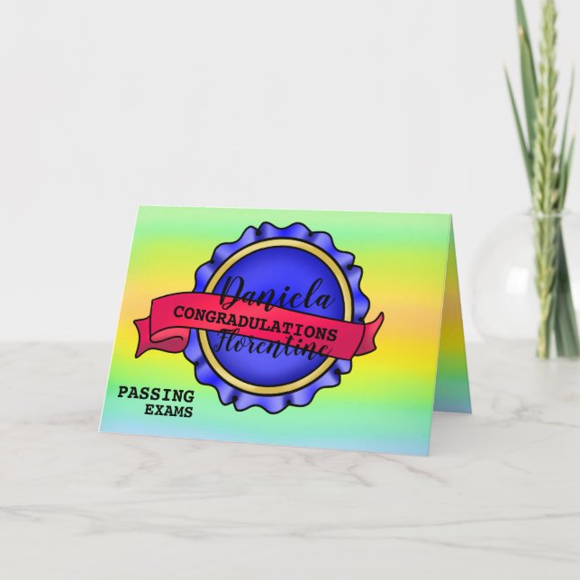 Exam Pass Banner Achievement Lycklig Grattiss Kort (Framsida)