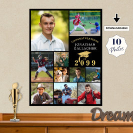 Examen 10 Foto Collage Grattis Svart Guld Poster