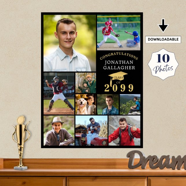 Examen 10 Foto Collage Grattis Svart Guld Poster (Skapare uppladdad)