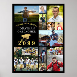 Examen 15 Foto Collage Grattis Svart Guld Poster