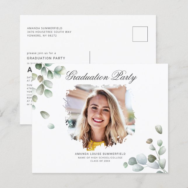 Examen 2024 Eukalyptus Examenfest Inbjudan (Fram/baksida)