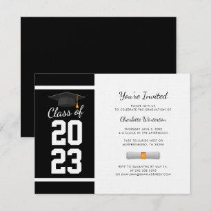 Examen 2024 Svart typografi Festlig inbjudan