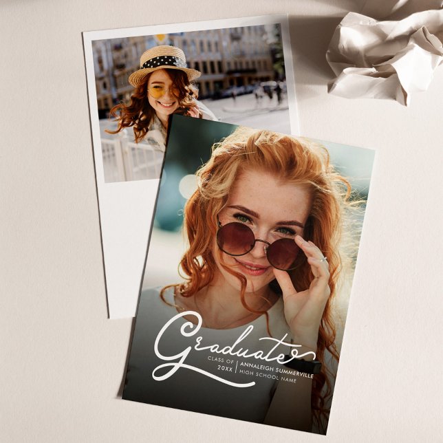 Examen 2025 Foto Grad Fest Inbjudan (Graduation Modern Grad Photos Modern Announcement)