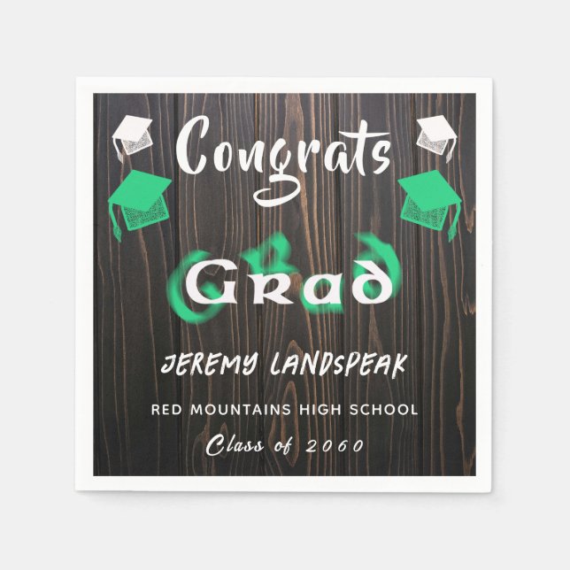 Examen 2025 Grön & Vit Oskärp Text Pappersservett (Framsidan)