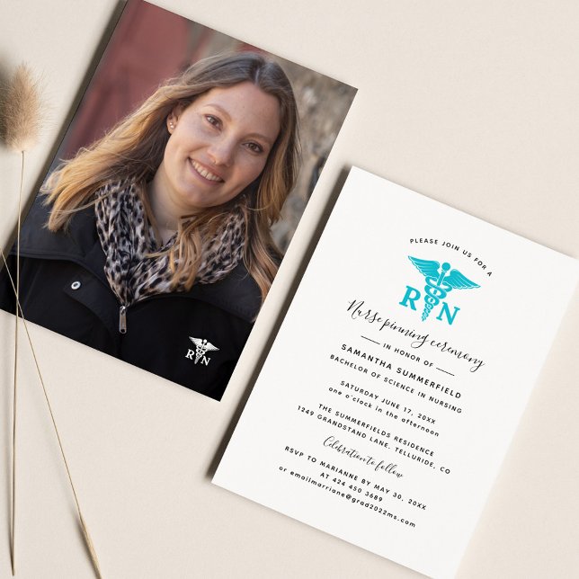 Examen 2025 Sjuksköterska Invigning Ceremoni Foto Inbjudningar (2024 Nurse Pinning Graduation Ceremony Invitation)