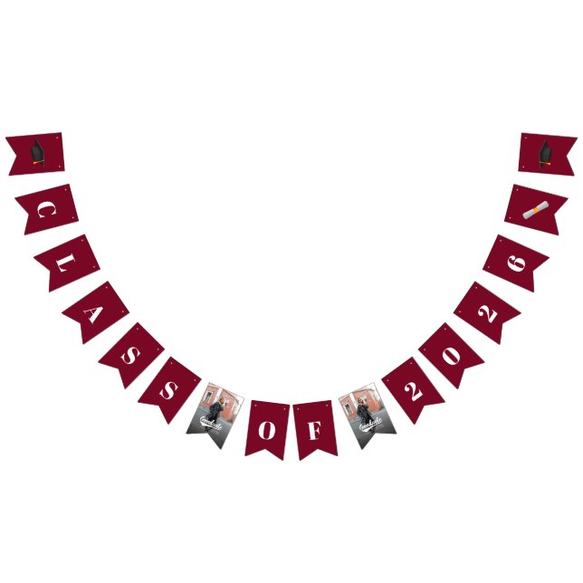 Examen 2026 Burgundy-foton Gradfest Vimplar (Alla)