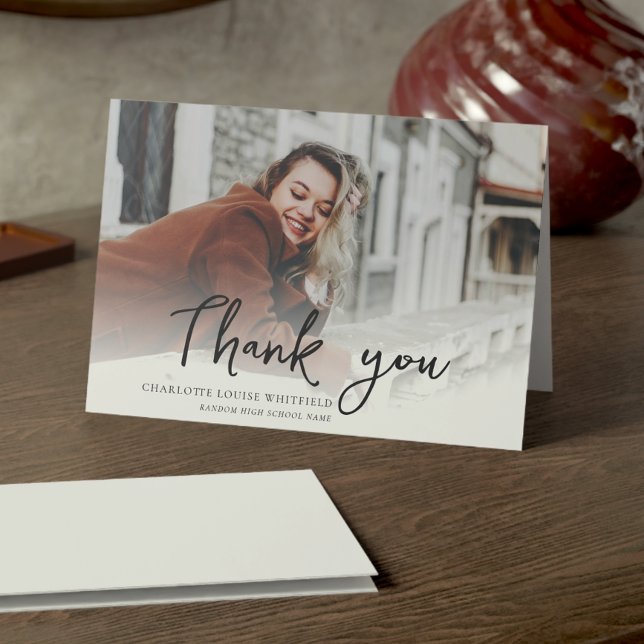 Examen 2026 Foto Examens Script Tack Kort (Graduation 2025 Photo Grad Script Thank You Card)