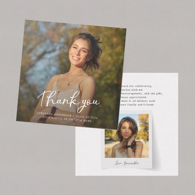 Examen 2026 Foto Modern Tackkort Anteckningskort (Graduation 2025 Photo Modern Grad Thank You Card)
