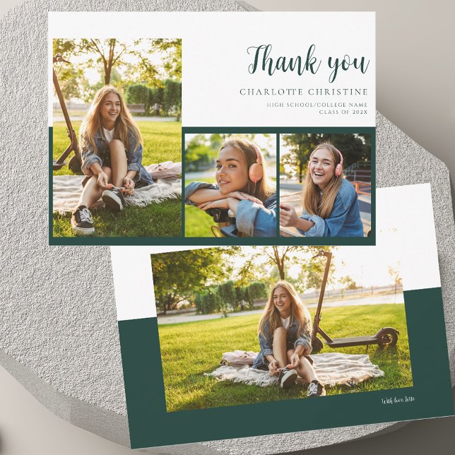 Examen 2026 Grad 4 Bilder Tackkort Inbjudningar (Graduation 2025 Grad 4 Photos Thank You Card)