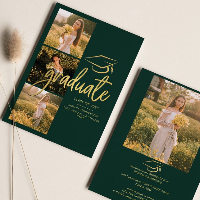 Examen 2026 Grön Examen Foto Collage Meddelande (Skapare uppladdad)