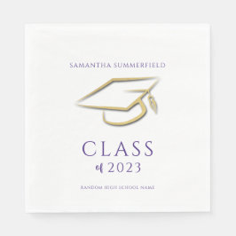Examen 2026 Guld mössa Examen typografi fest Pappersservett