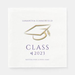 Examen 2026 Guld mössa Examen typografi fest Pappersservett