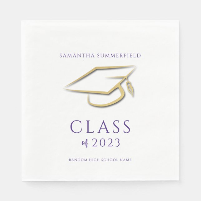 Examen 2026 Guld mössa Examen typografi fest Pappersservett (Framsidan)