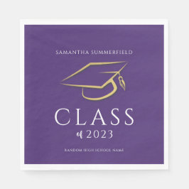Examen 2026 Guld mössa Lila Examen Festa Pappersse Pappersservett