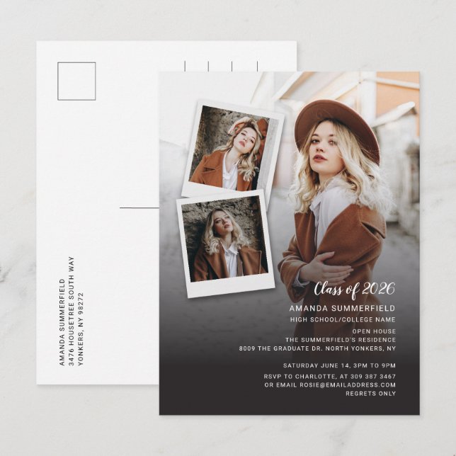 Examen 2026 Multi Foto Examen Fest Inbjudan Vykort (Fram/baksida)